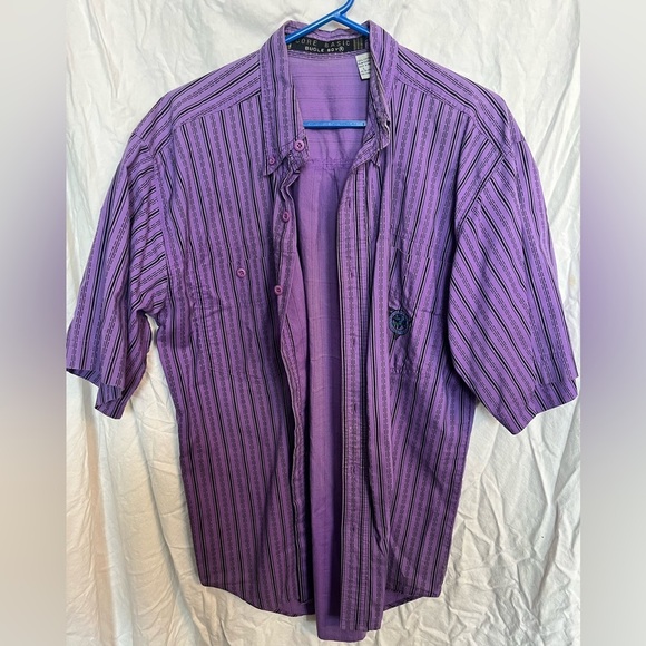 Bugle Boy Core Basic Purple Size Large Short Sleeve Button Down Vtg y2k - Picture 1 of 4